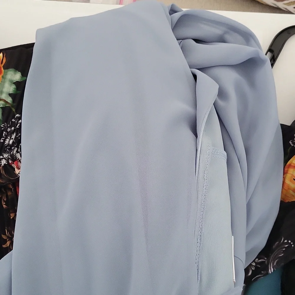 Elegant Cornflower Blue Ruffle Halter Dress Birdy Grey - Picture 9 of 9
